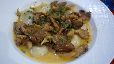 Ravioles au foie gras et pleurottes